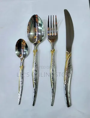 24 Cutlery Set Features a Silver Finish With Intricate Floral Patterns