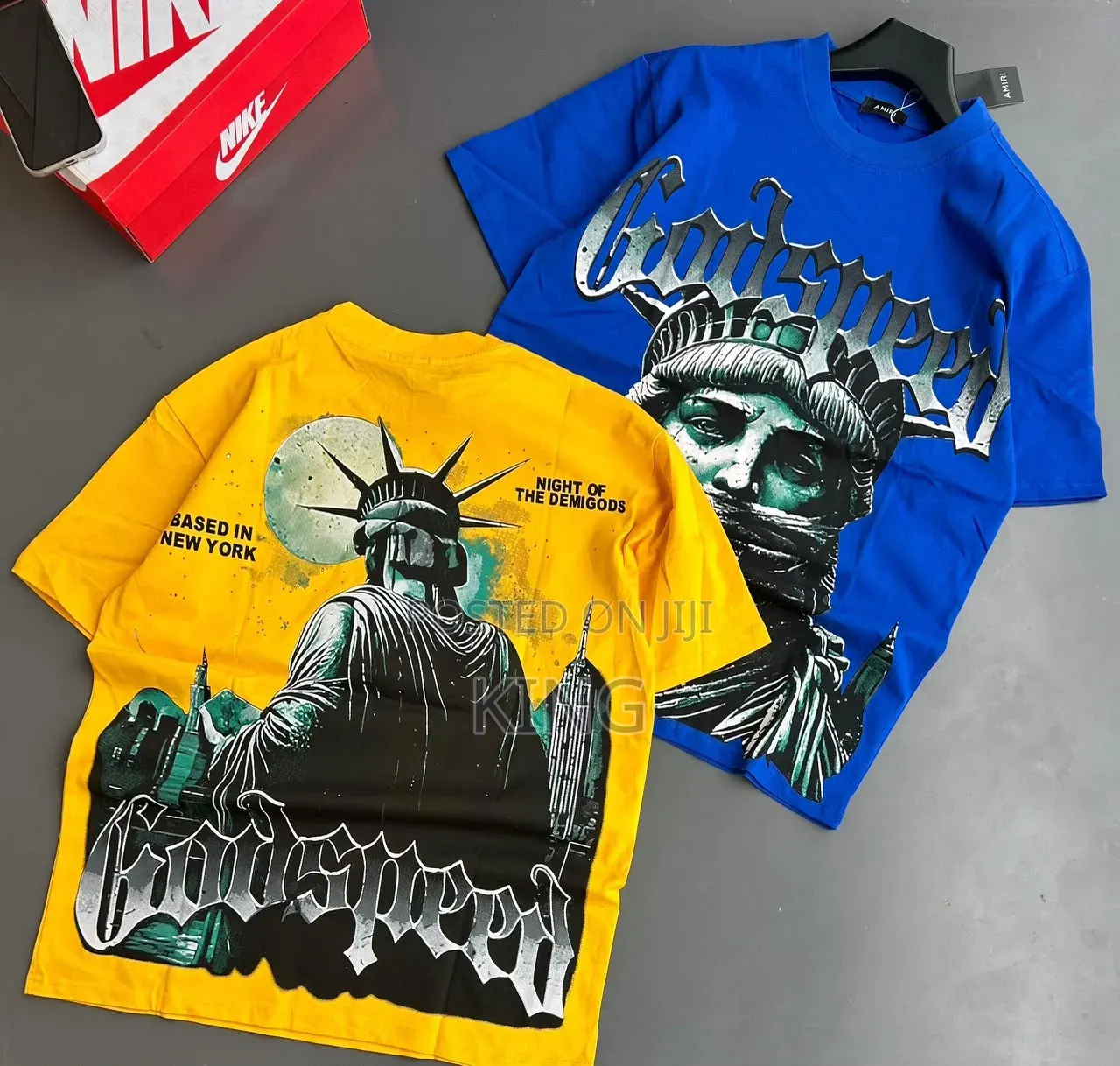 Amiri, Hellstar, and Off-White Branded Streetwear T-Shirts.