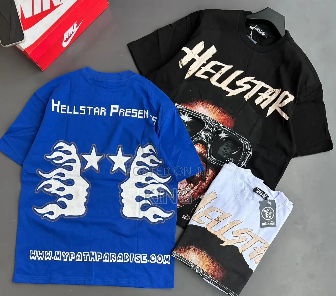 Amiri, Hellstar, and Off-White Branded Streetwear T-Shirts.