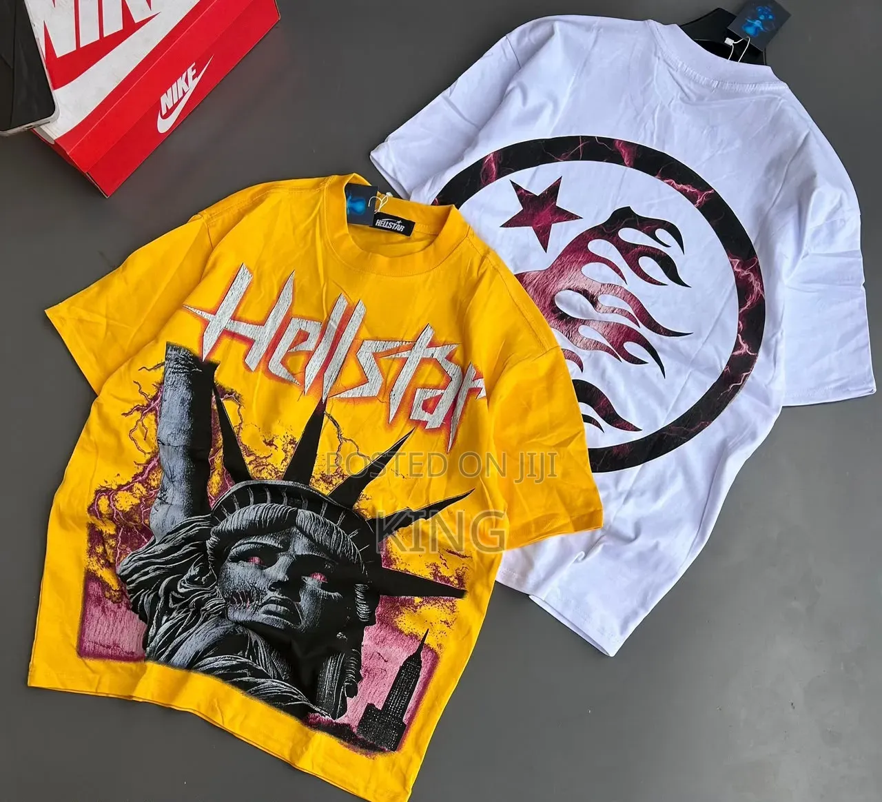 Amiri, Hellstar, and Off-White Branded Streetwear T-Shirts.
