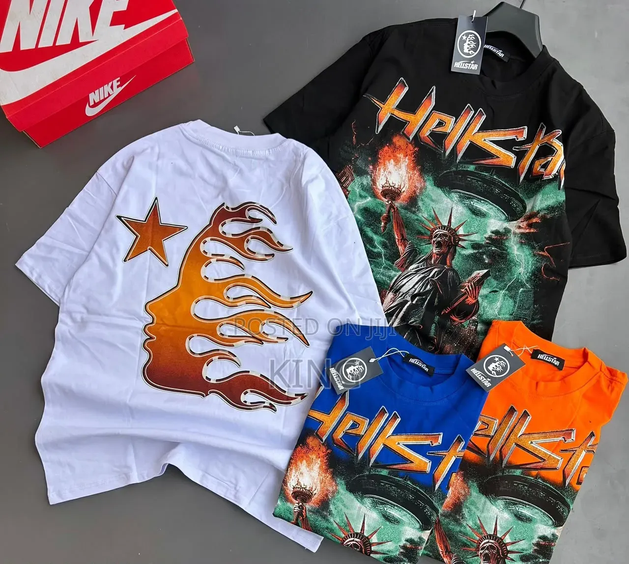 Amiri, Hellstar, and Off-White Branded Streetwear T-Shirts.