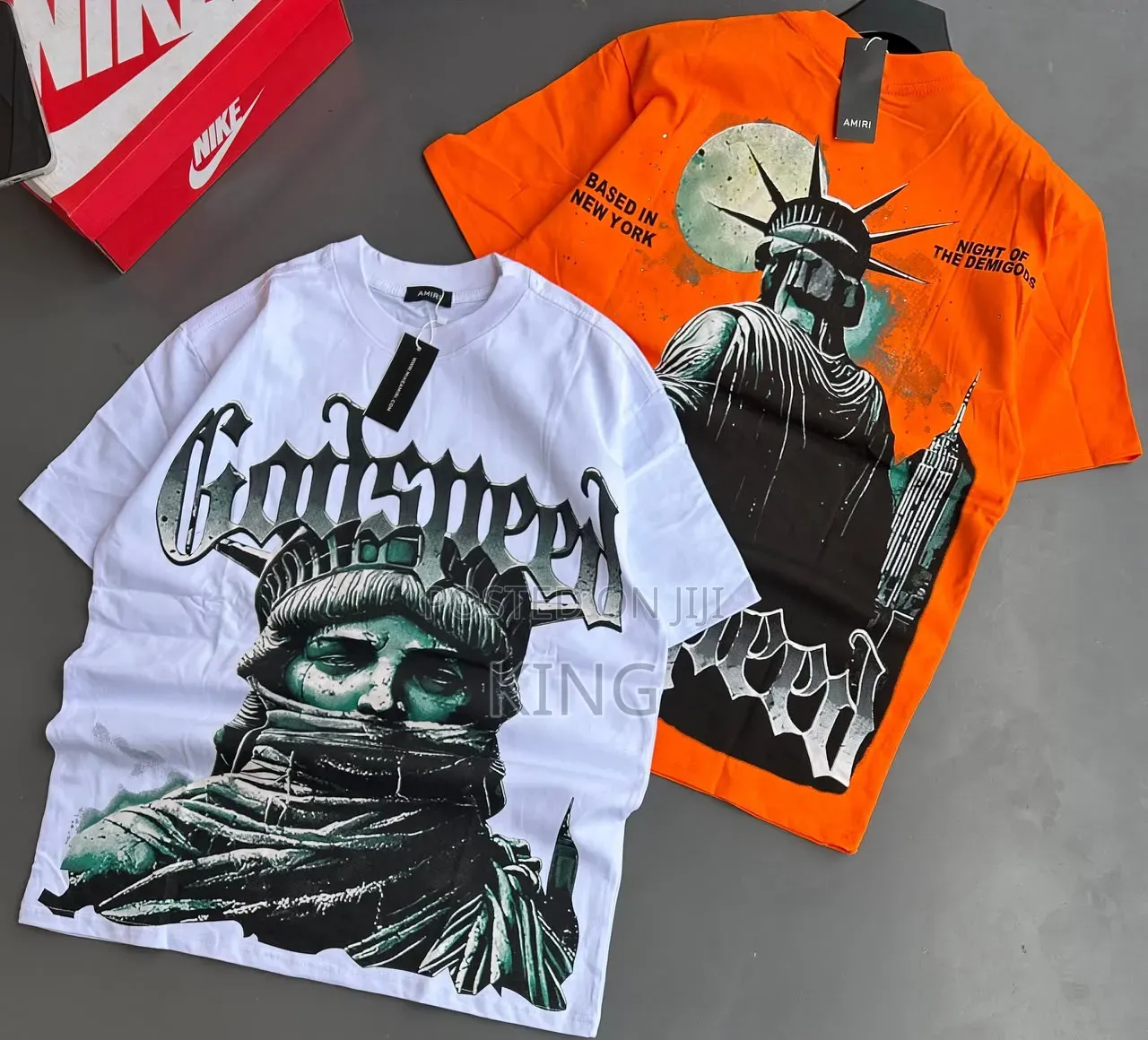 Amiri, Hellstar, and Off-White Branded Streetwear T-Shirts.