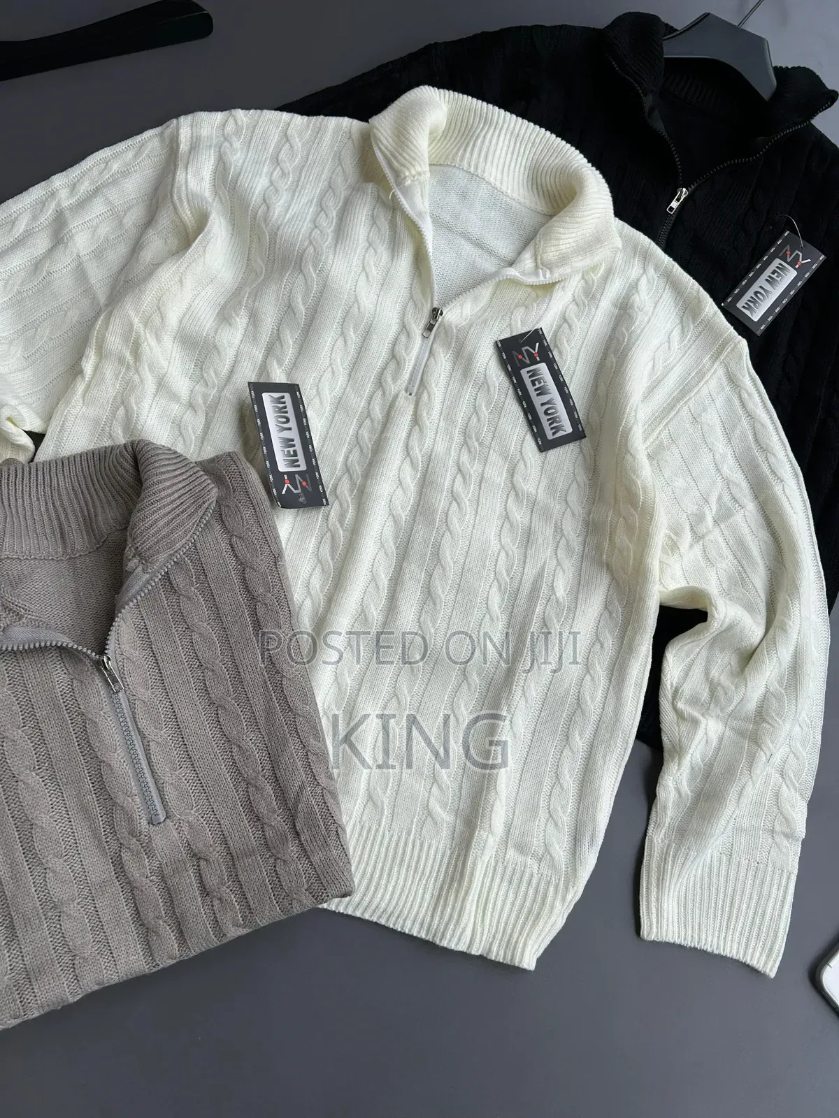 A Brand Half-Zipper Sweater Cable Knit Quarter Zip Sweater