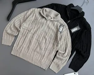 A Brand Half-Zipper Sweater Cable Knit Quarter Zip Sweater