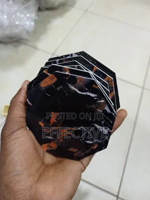 Black Marble-Pattern Drink Coaster.