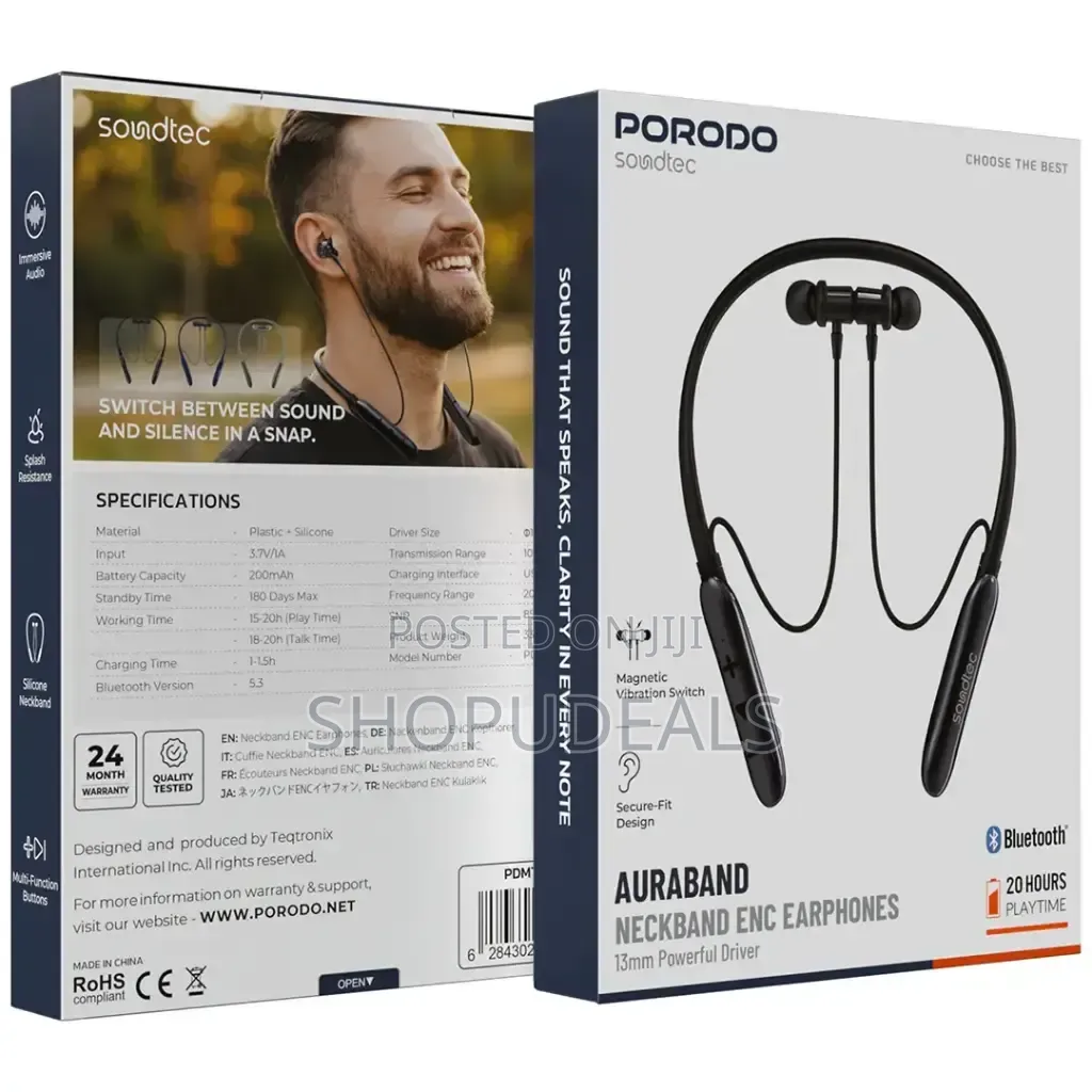 Porodo Auraband Neckband Enc Earphone