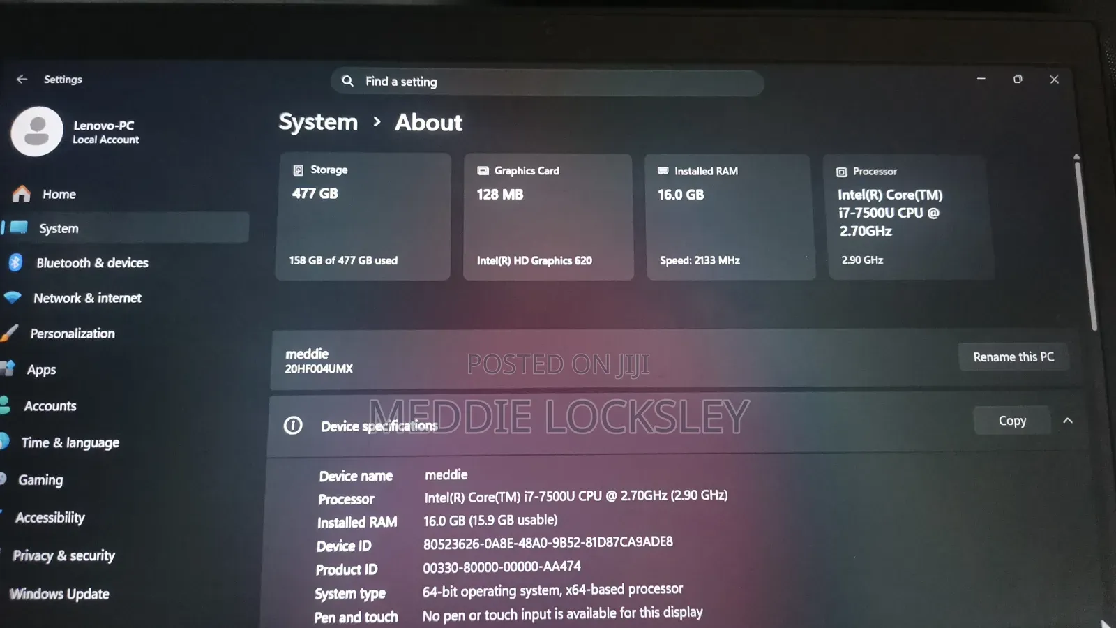 Laptop Lenovo ThinkPad T470s 16GB Intel Core i7 HDD 500GB