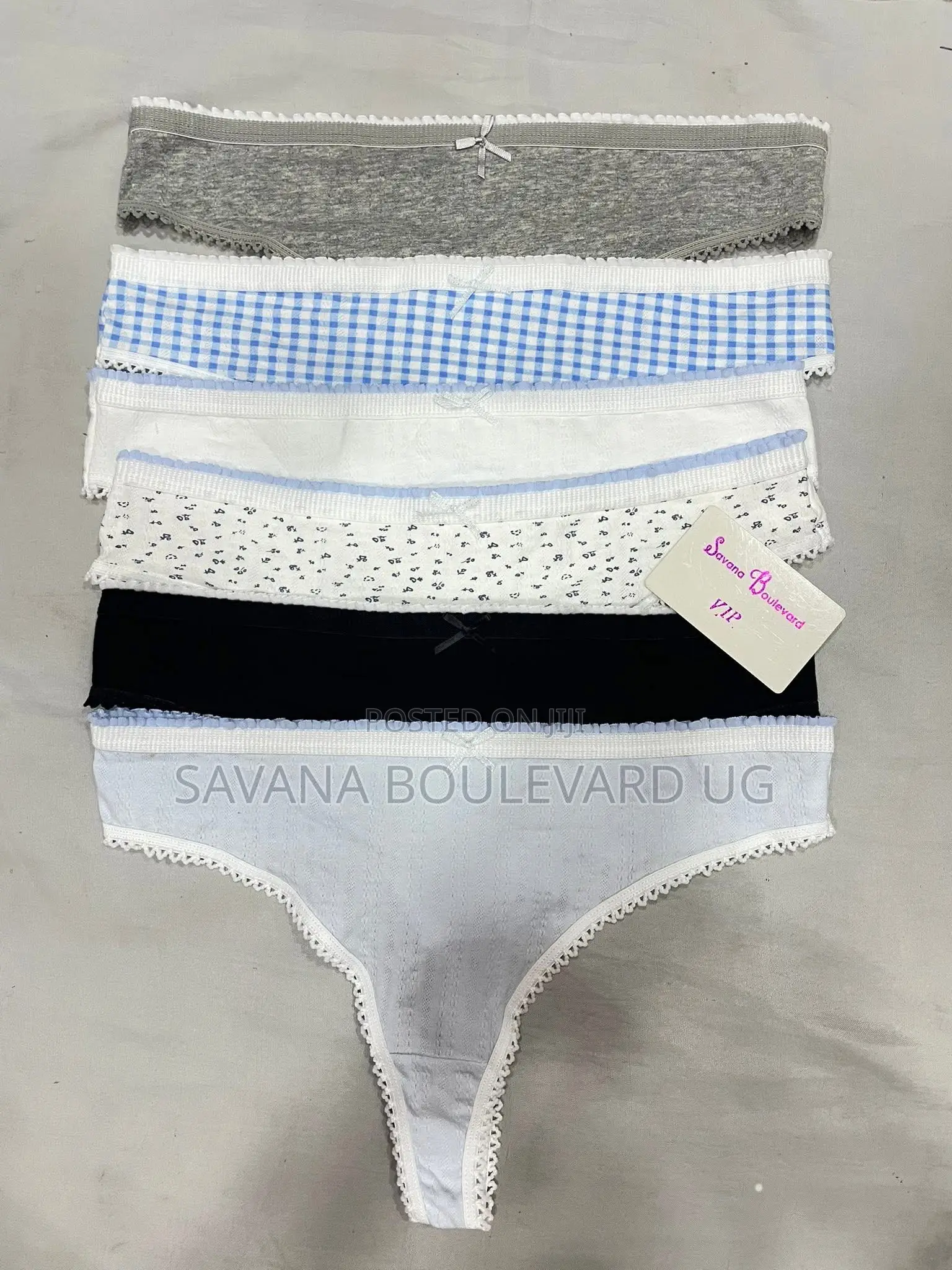Savana Boulevard Vip Cotton Thongs With Crochet Trim