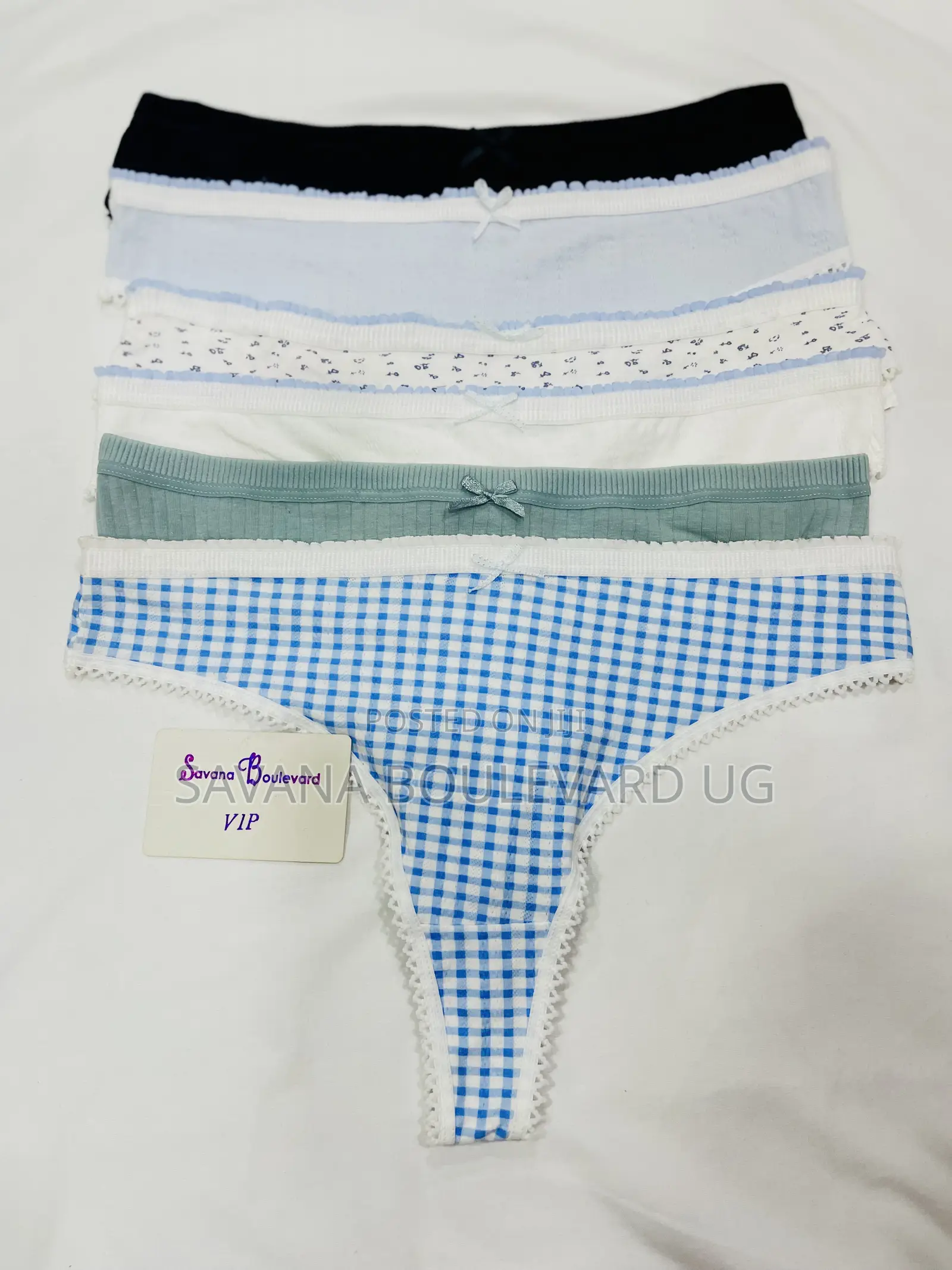 Savana Boulevard Vip Cotton Thongs With Crochet Trim