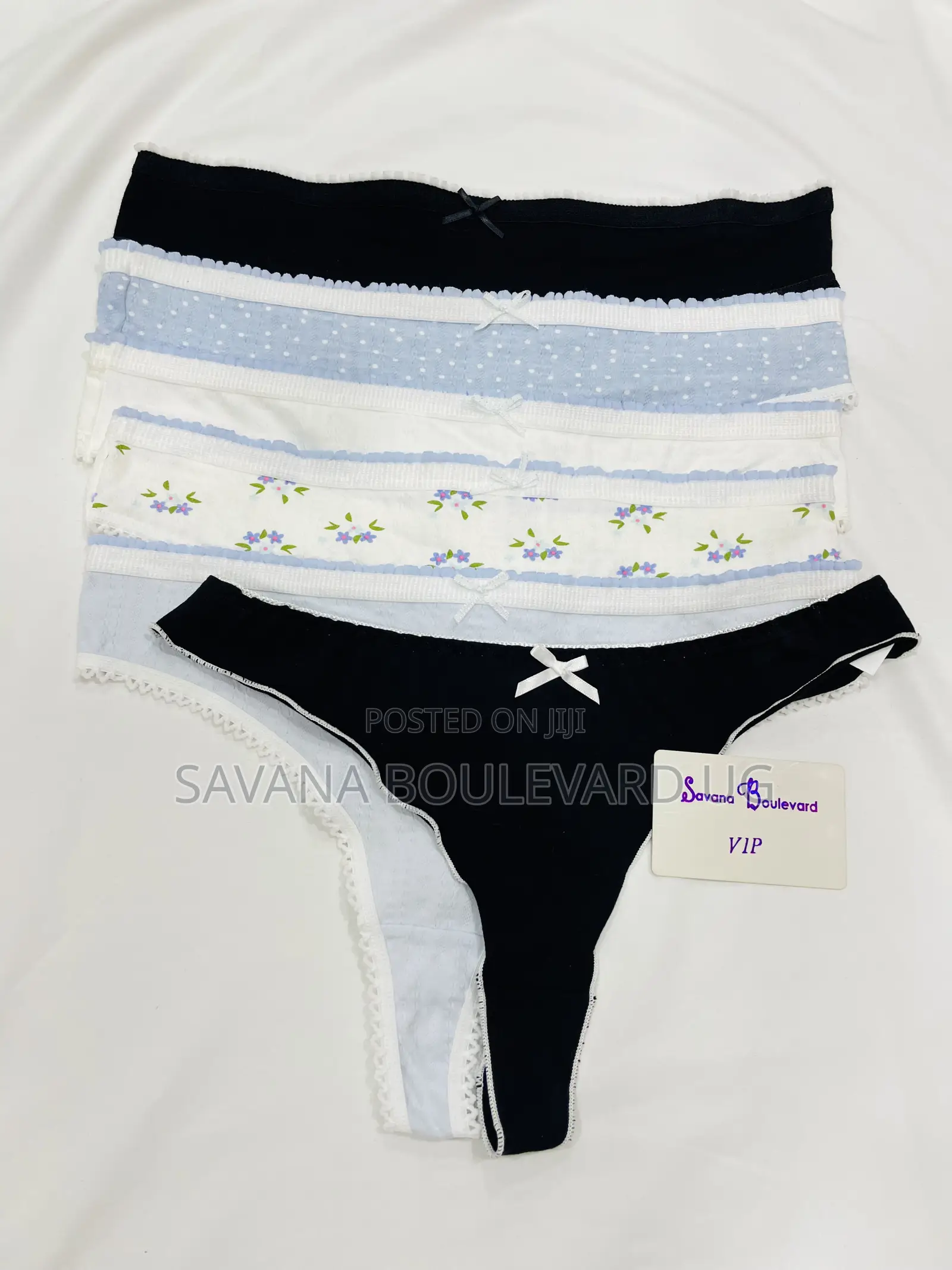 Savana Boulevard Vip Cotton Thongs With Crochet Trim