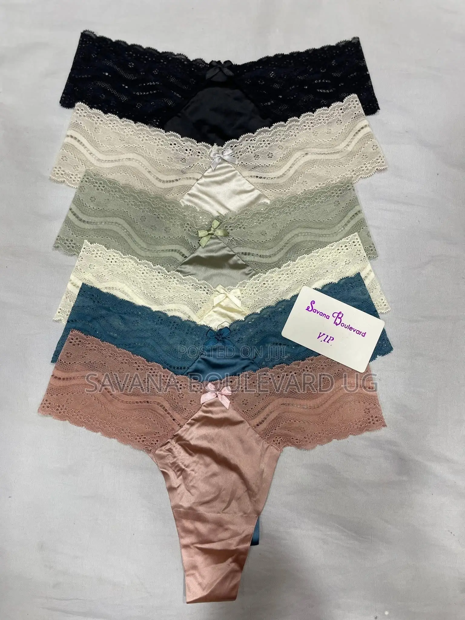 Savana Boulevard Vip Silk Satin Thongs With Wavy Lace Band