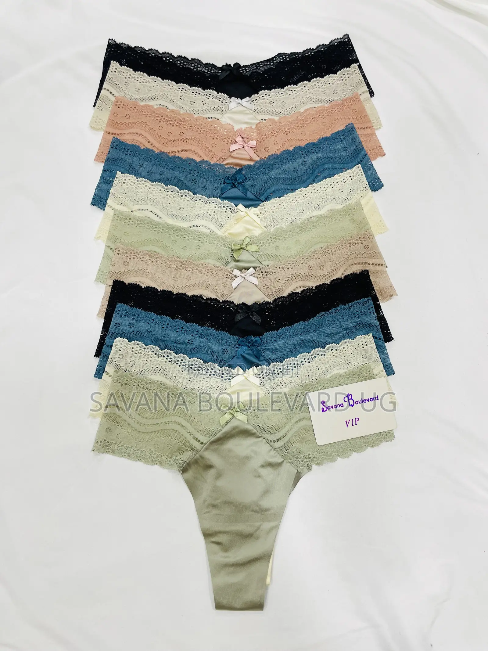Savana Boulevard Vip Silk Satin Thongs With Wavy Lace Band