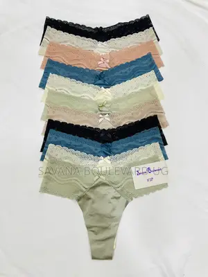 Savana Boulevard Vip Silk Satin Thongs With Wavy Lace Band