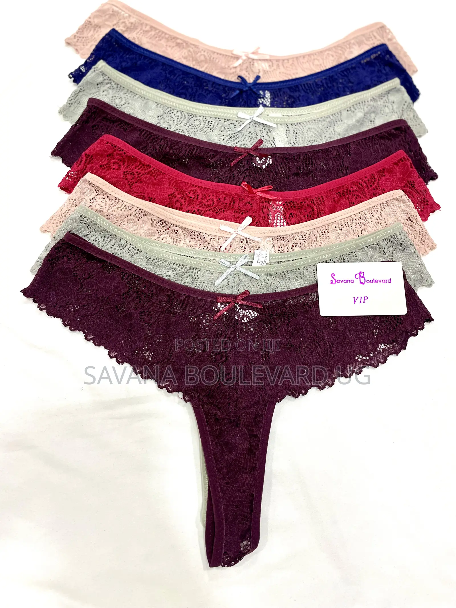 Savana Boulevard Full Lace Cheeky Thongs With Satin Bows