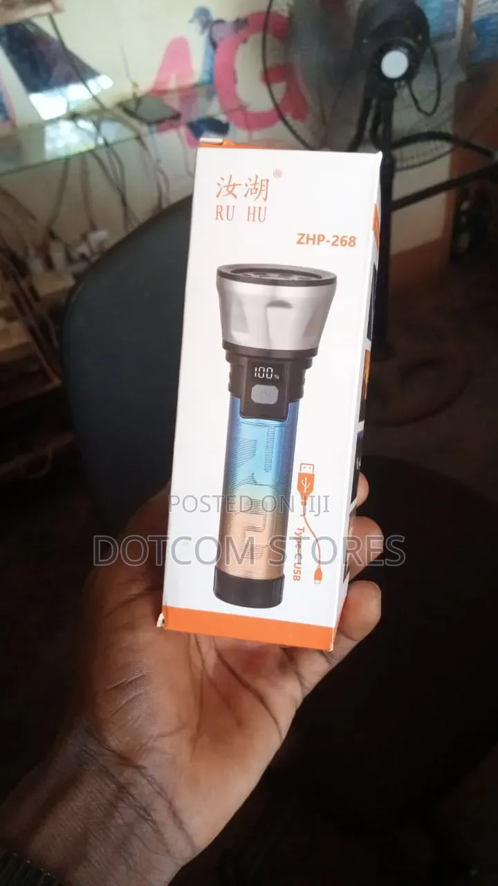 Rechargeable Led Flashlight Torch - Black/ Brown