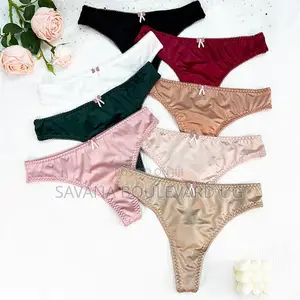 Savana Boulevard Vip Silk Satin Thongs With Picot Trim