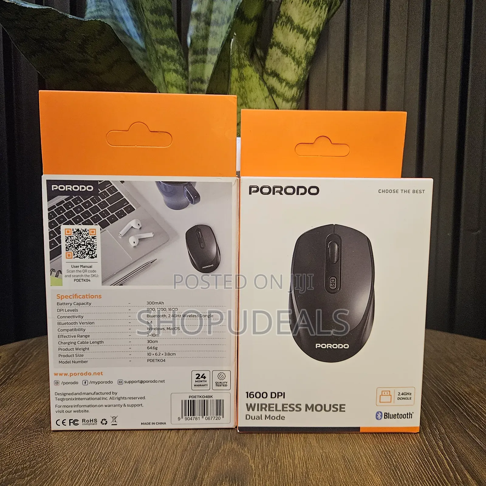 Genetic Porodo Wireless Mouse, Bt V5.4/2.4ghz Connectivity, 300mah
