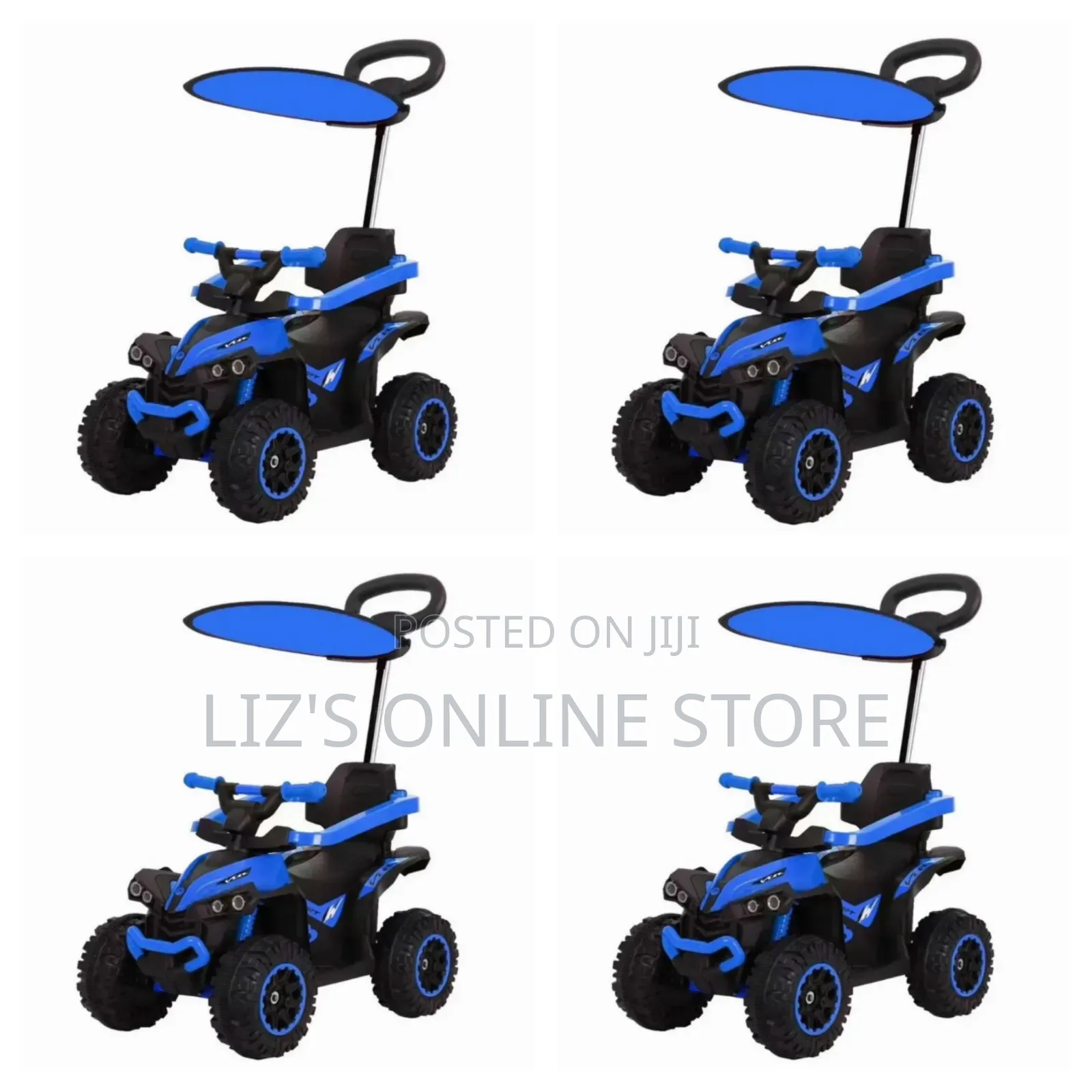 Electric Quad Bike for Children Features a Bright Blue Color Scheme