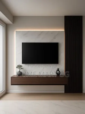 Tv Wall Unit/Media Wall – Dark Brown Wooden
