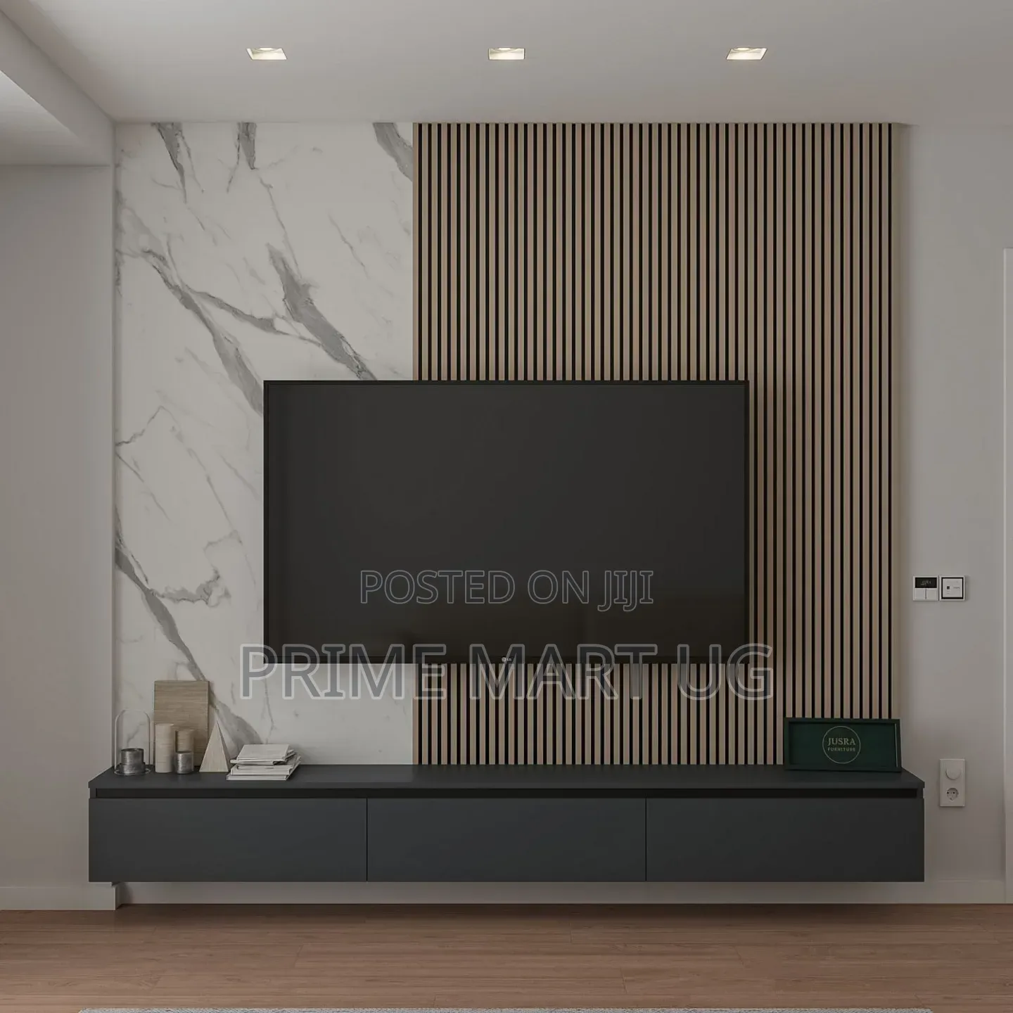 Tv Wall Unit/Media Wall – Modern Dark Brown