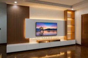 Tv Wall Unit/Wall Unit – Mahogany With Shelves