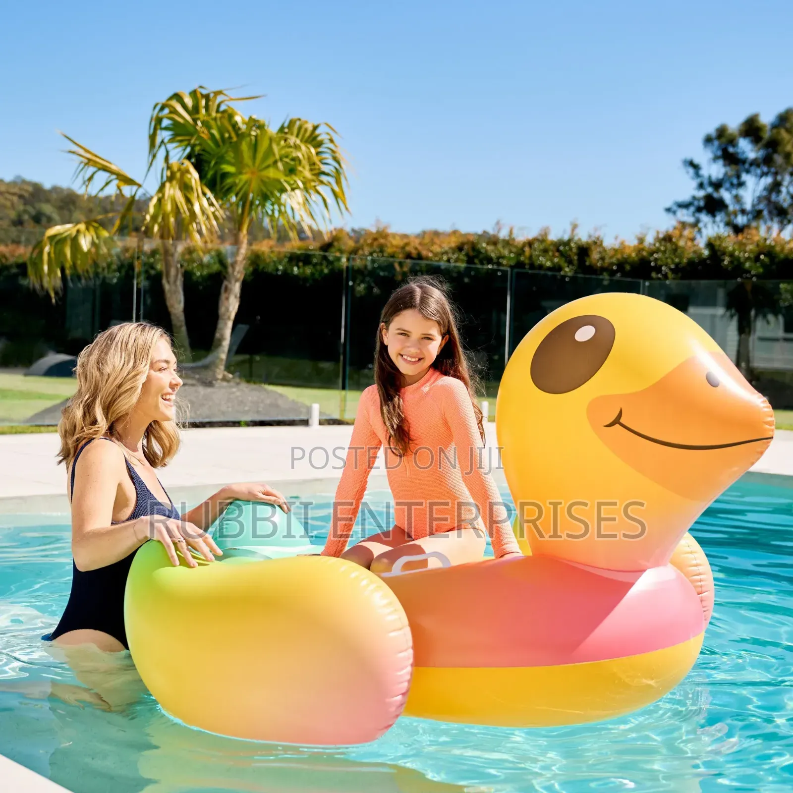 Yellow Duck Island Inflatable Pool Ride-on (1.60m X 1.18m.)