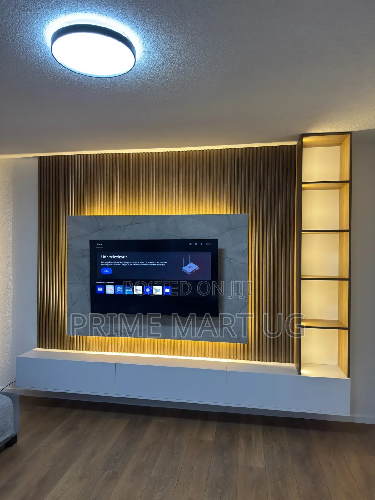 Large Tv Wall Unit Dark Brown With Shelves