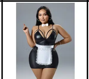Savana Leather Faux Maid Costume Lingerie