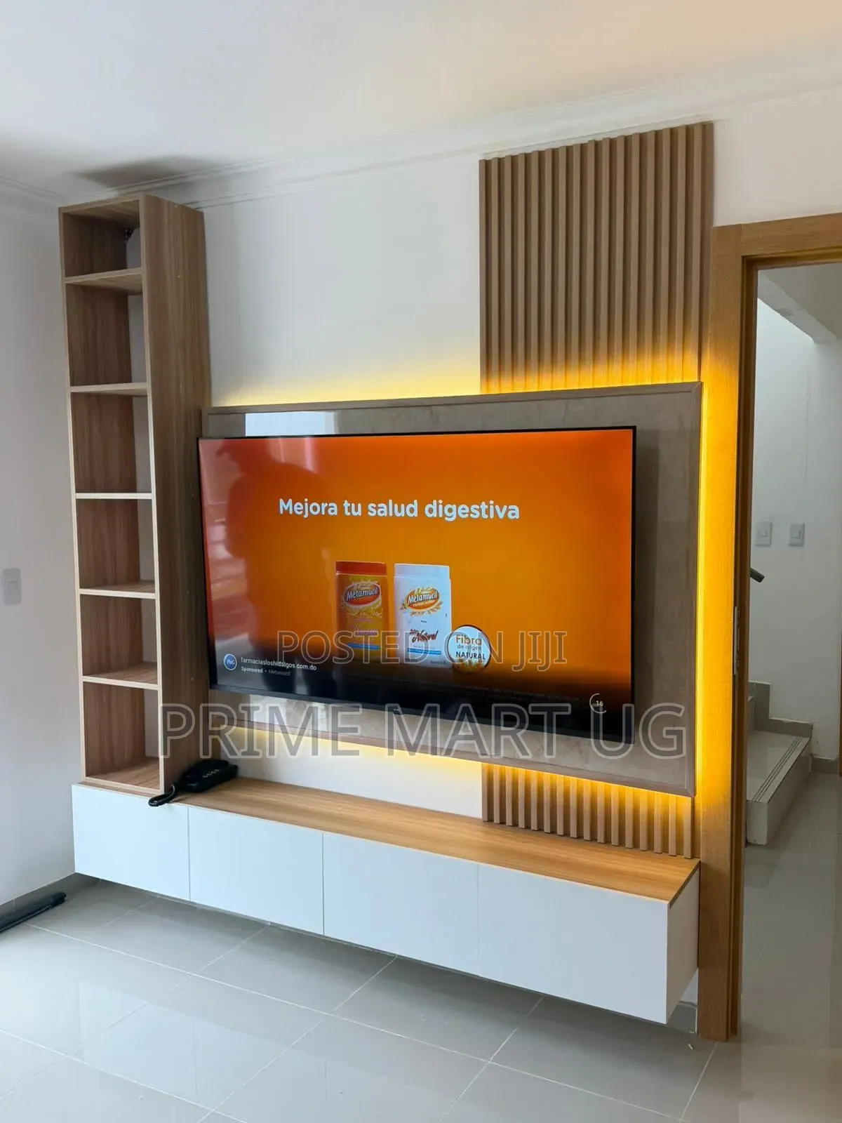 Tv Wall Unit White With Open Shelves