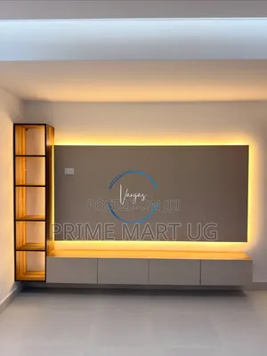 Tv Wall Unit Dark Brown With Shelves