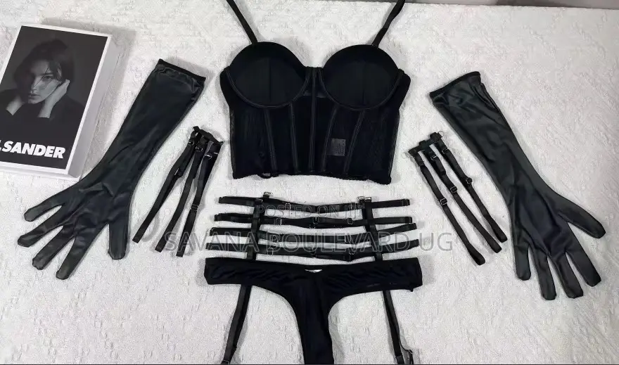 Savana 5pcs Leather Strappy Lingerie Set