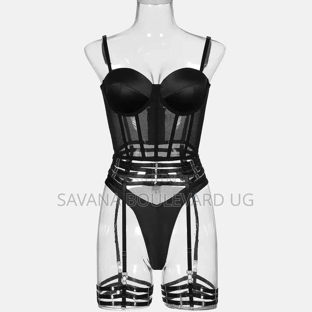 Savana 5pcs Leather Strappy Lingerie Set