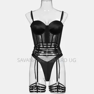 Savana 5pcs Leather Strappy Lingerie Set