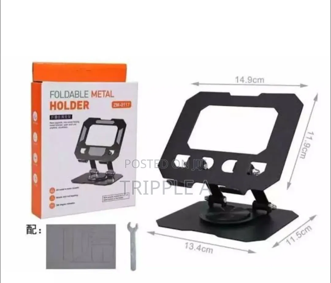 Unique Tablet and Phone Holder, Metal and Foldable