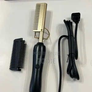 Gold Ceramic Professional Press Comb Used for Straightening Hair, Wigs