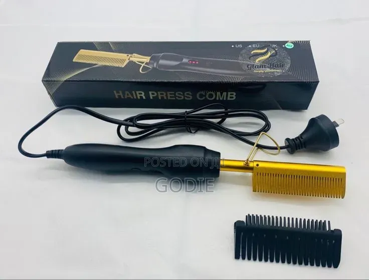 Gold Ceramic Professional Press Comb Used for Straightening Hair, Wigs