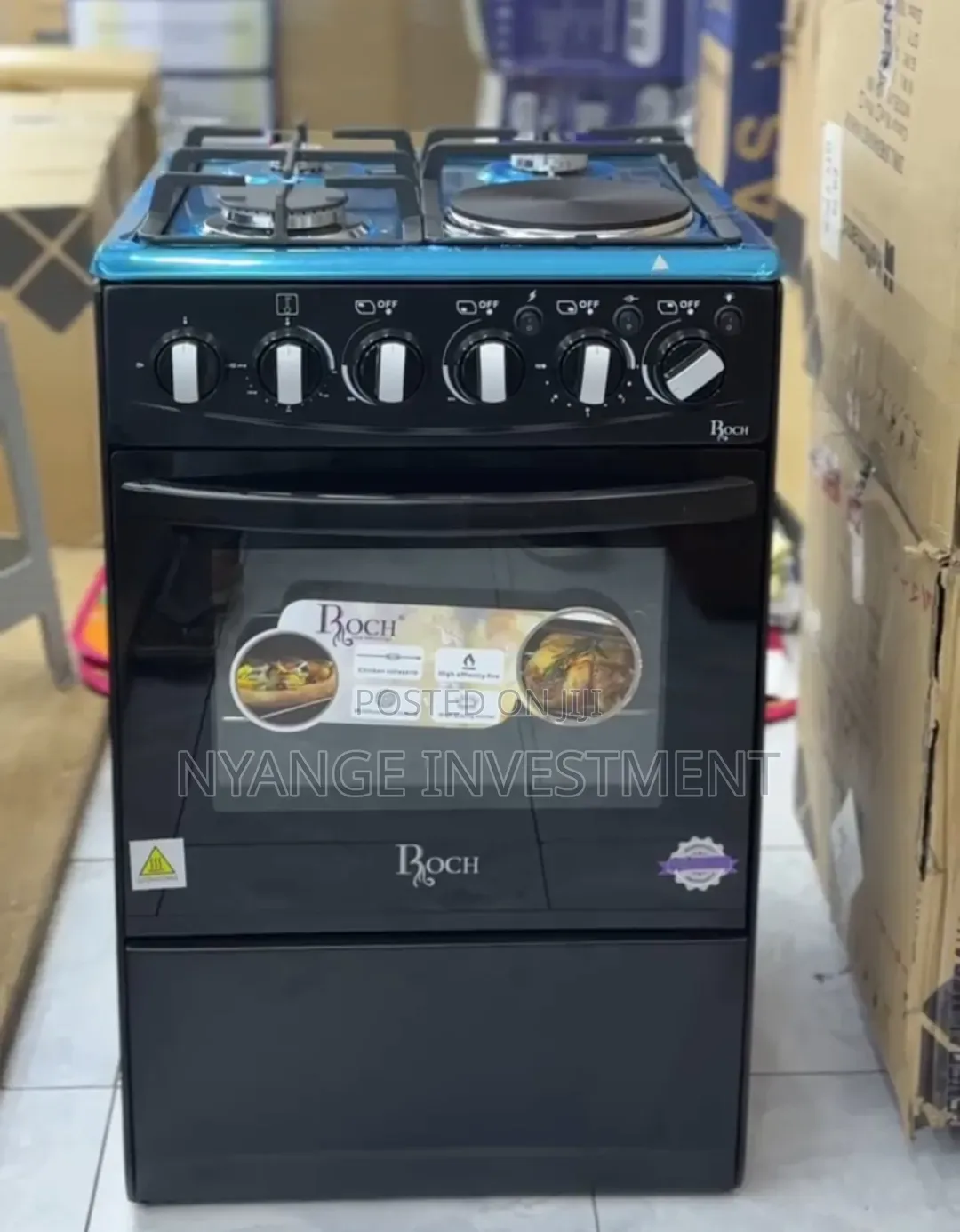 Roch Freestanding Cooker With 3 Gas Burners and 1 Electric Hotplate.