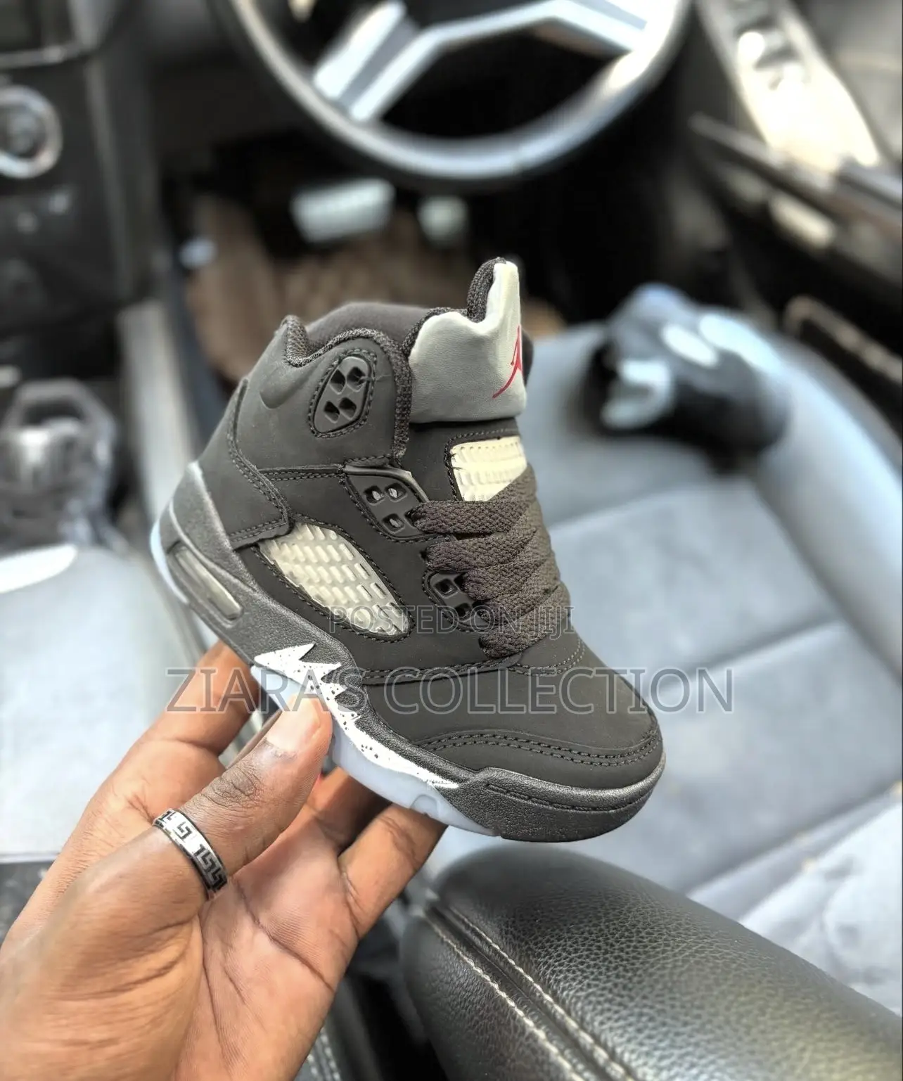 Black Air Jordan 5 Retro Kids Sneakers
