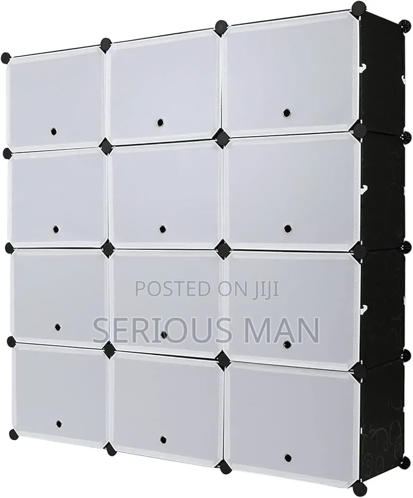3-Column Black and White Plastic Modular Storage Rack