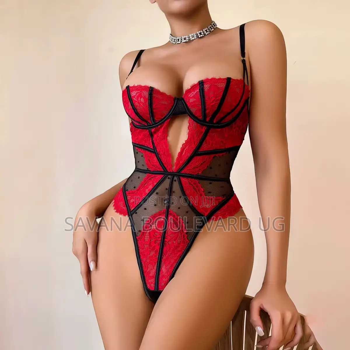 Savana Red/Black Lace Teddy Lingerie