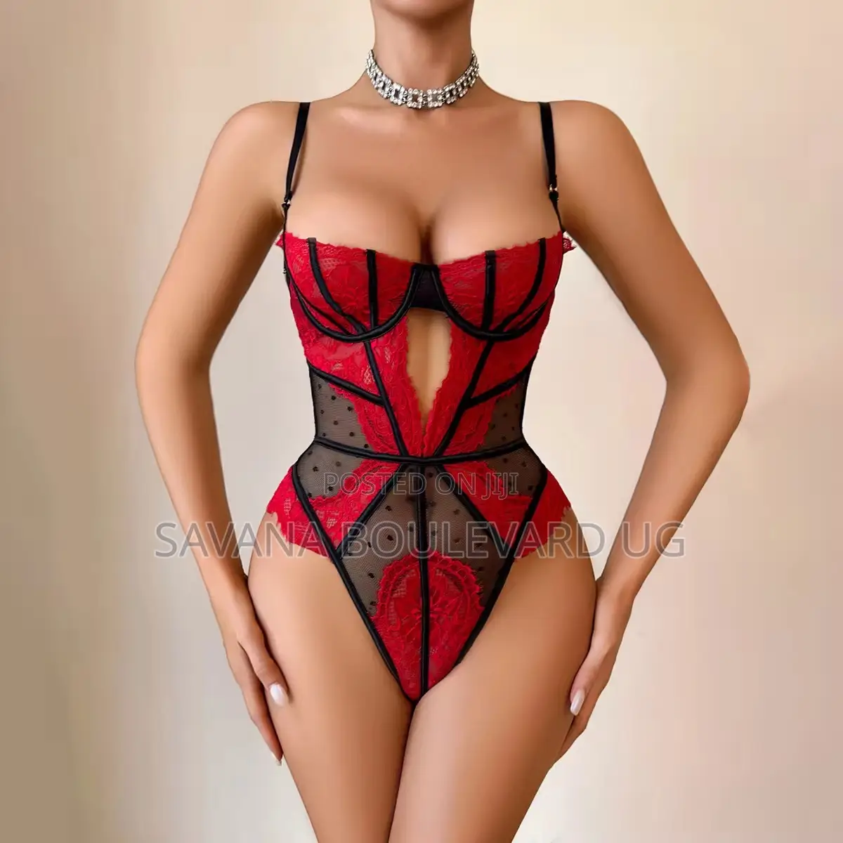 Savana Red/Black Lace Teddy Lingerie