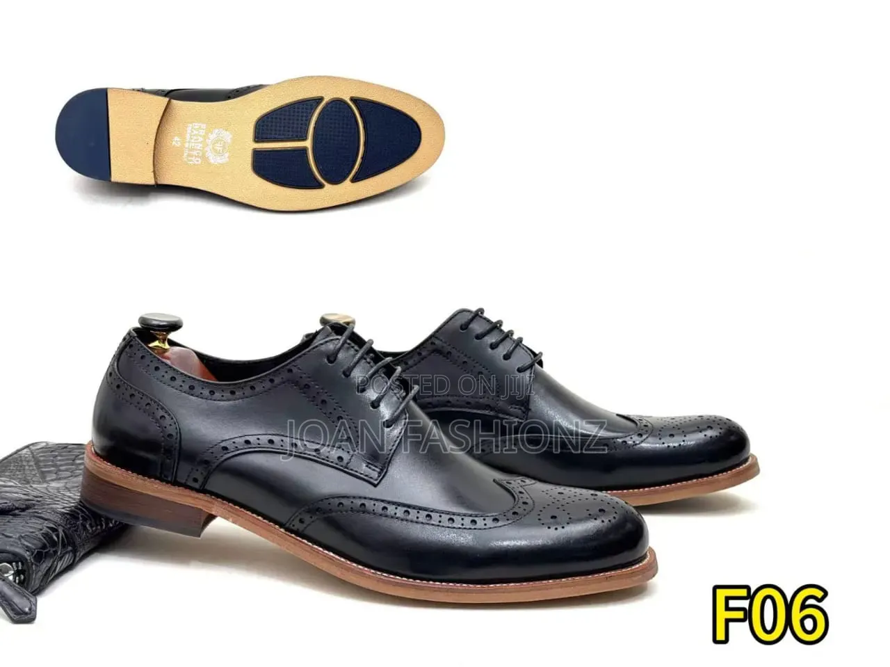Franco Barnetti Wing Tip Derby Oxford Shoes -Black