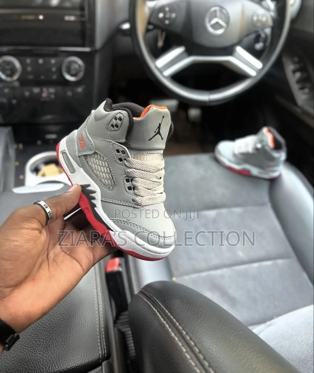 Gray Jordan 5 Retro Kids Sneakers