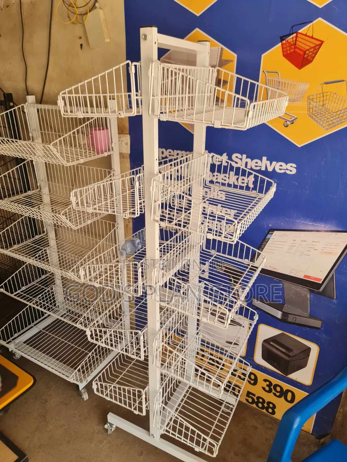 Metallic Supermarket Display Trolley/Display Baskets