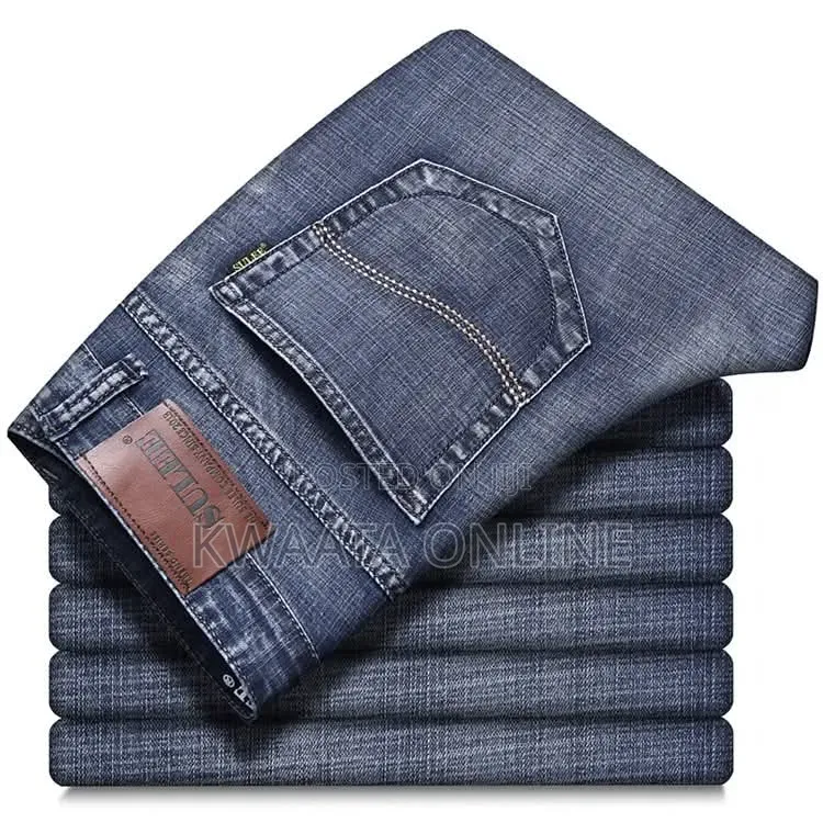 Mens Fashion Jeans Straight Stretch Comfortable Breathable