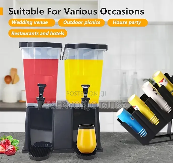 Plastic Juice Dispenser With Tap – 7 Gallon Clear Beverage Server.