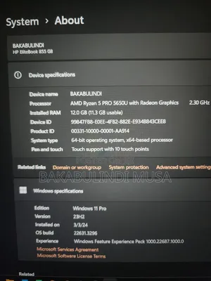 New Laptop HP EliteBook 855 G8 12GB AMD Ryzen 5 SSD 256GB
