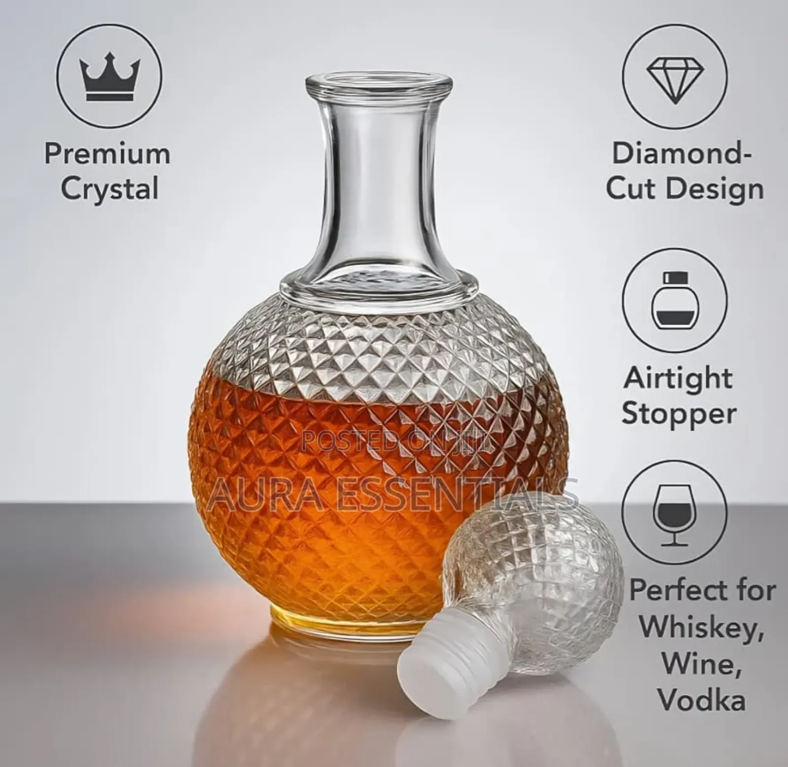 Clear Glass European Style Round Decanter With Lid