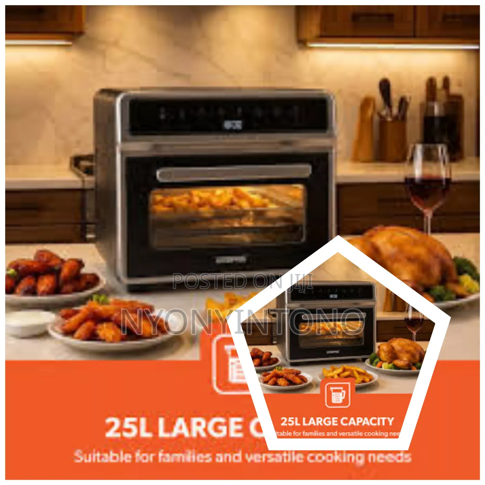 Geepas 25litres Digital Air Fryer,Oil Free With Touch Screen