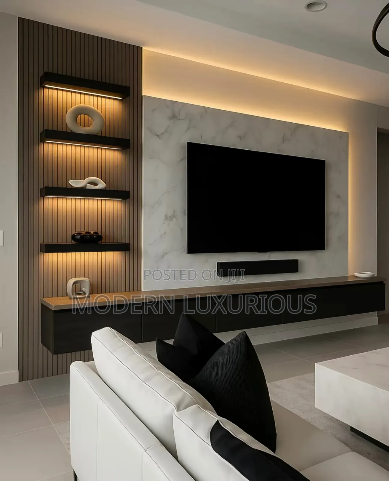 Tv Wall Unit/Wall Unit -Mahoney With Shelves